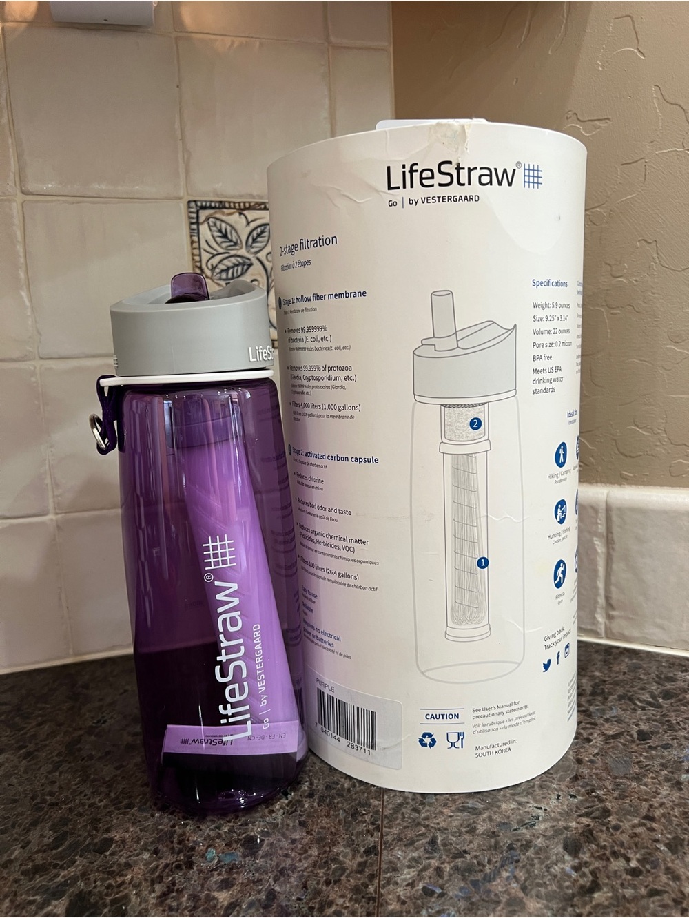 LifeStraw Water Bottle - Purple - Picture 3 of 6